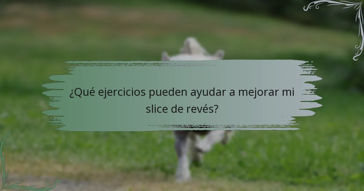 ¿Qué ejercicios pueden ayudar a mejorar mi slice de revés?